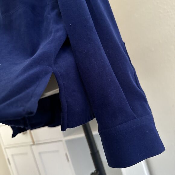 Formal Velour Shirt Formal Blue Top Blouse Vintage Talbots Women’s Size L - Picture 8 of 13